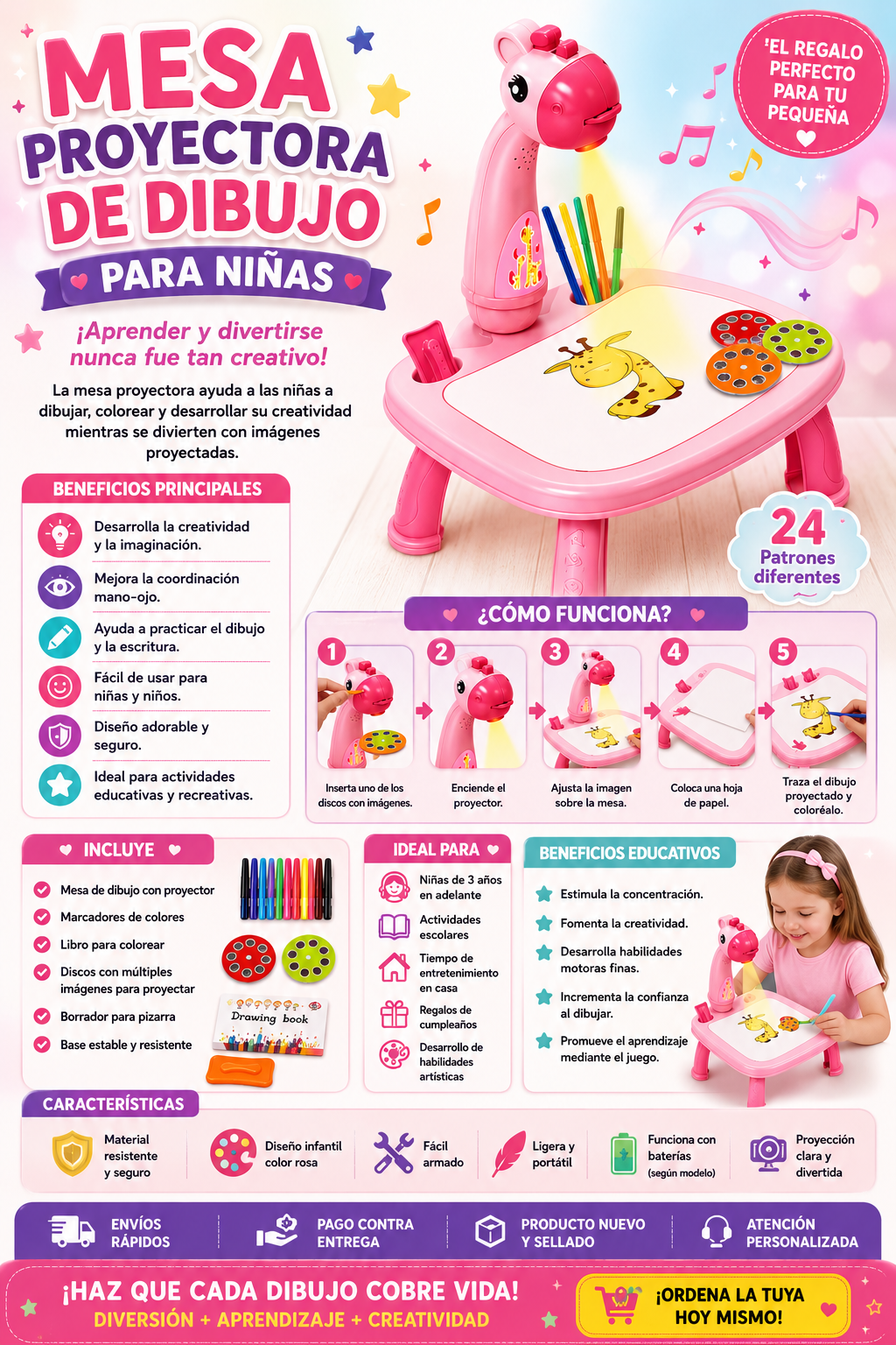 mesa dibujo color para niñas