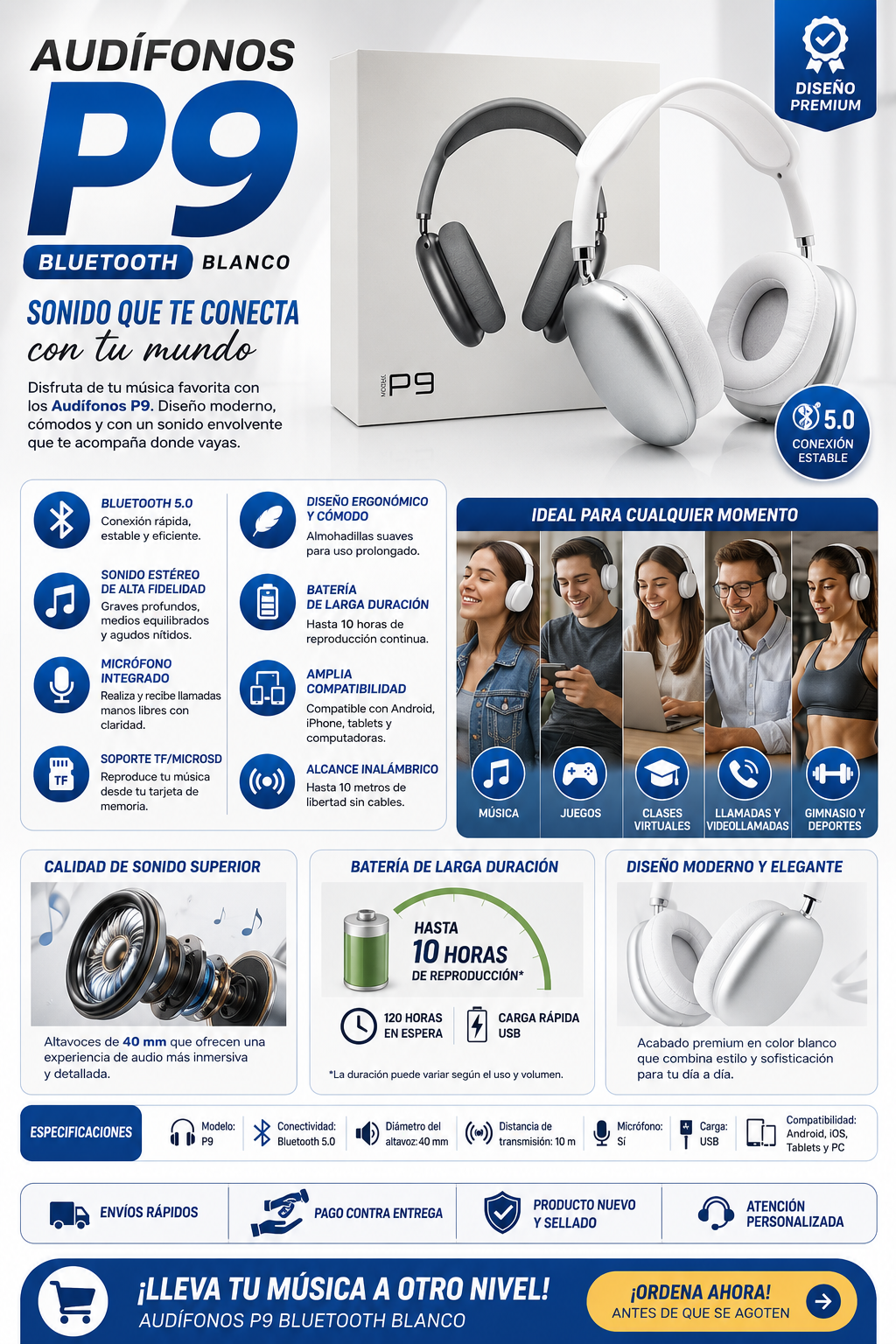 AUDIFONO P9 - BLANCO