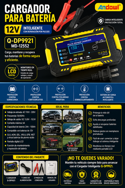 CARGADOR PARA BATERÍA 12V