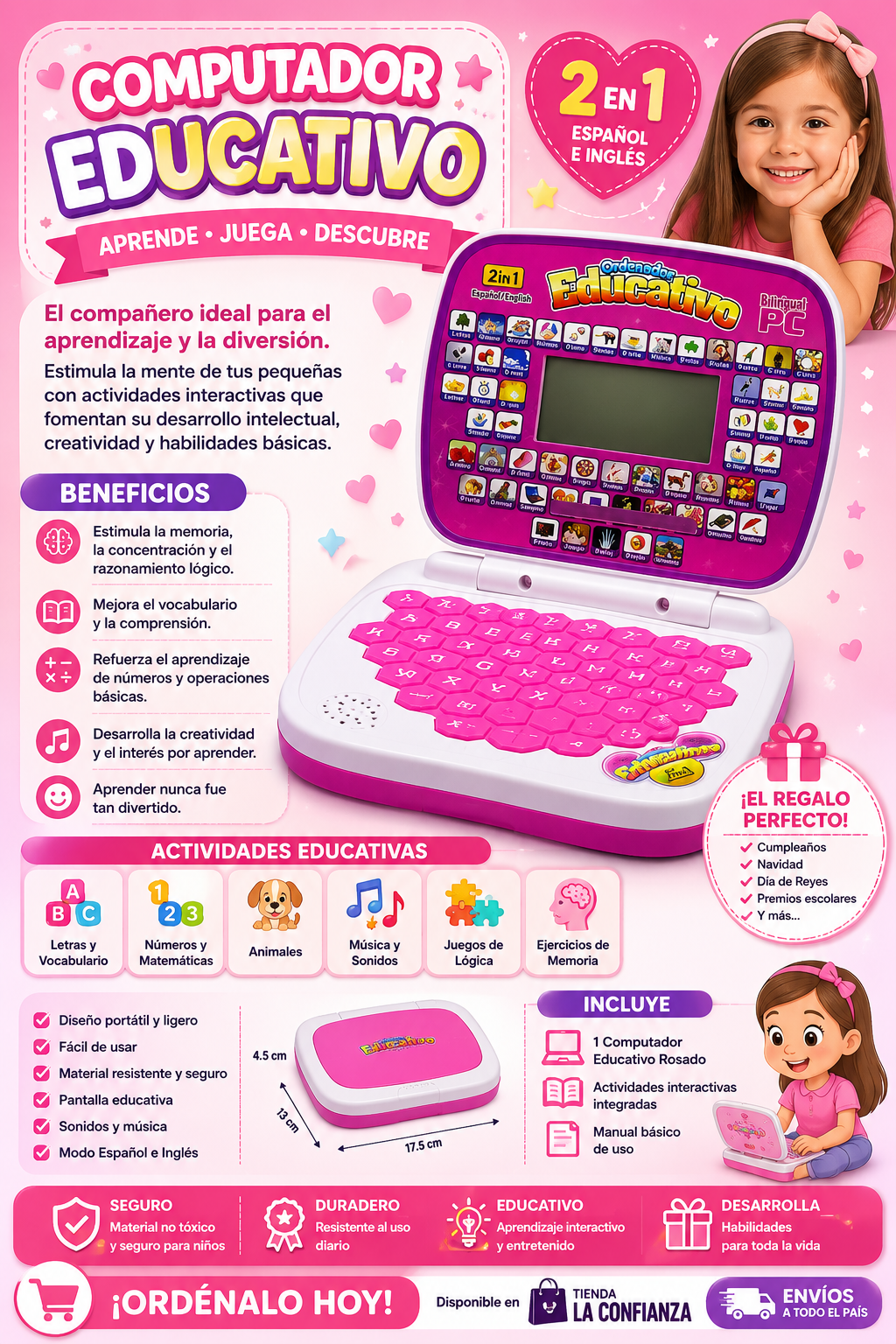 COMPUTADOR EDUCATIVO ROSADO